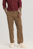 Brown Plain Relaxed Fit Trousers