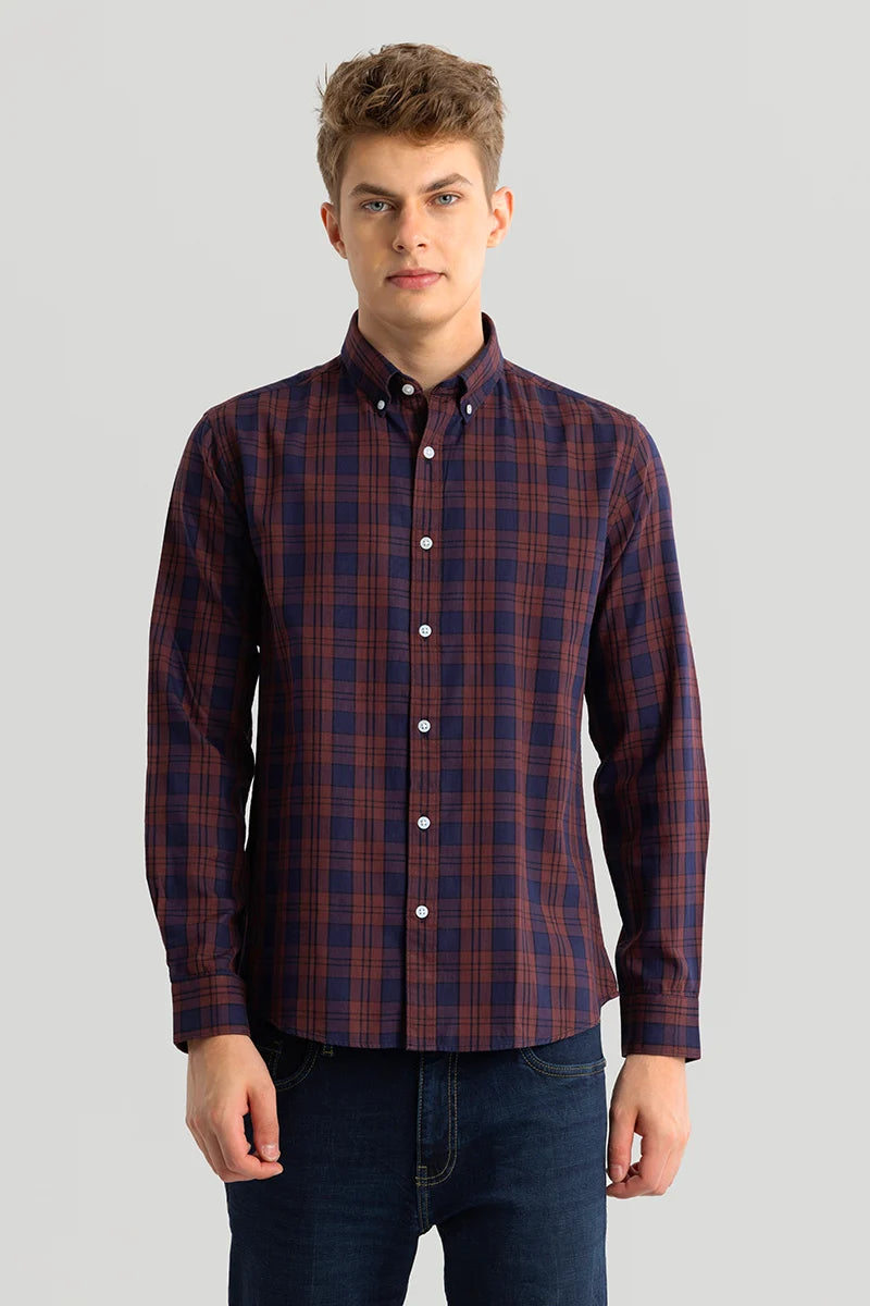 Kjell Maroon Checks Shirts