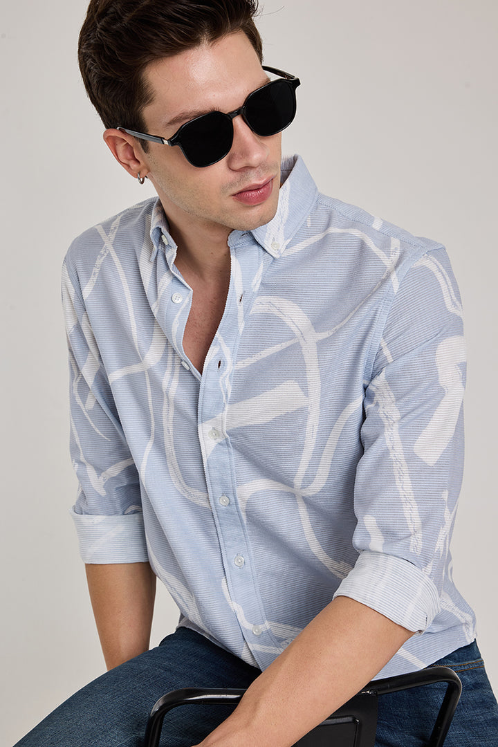 Light Blue Textured Abstract Shirt