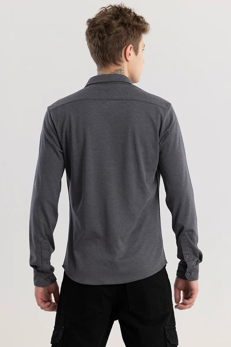 CollarEase Grey Plain Shirt