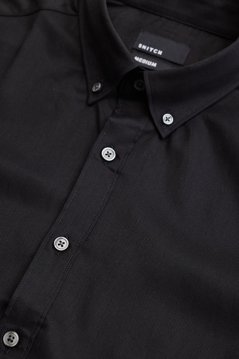 Black Solid Twill Shirt