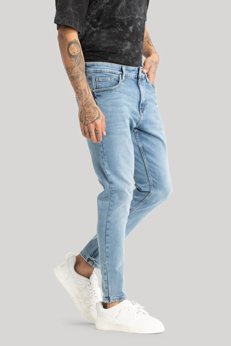 Light Blue Plain Skinny Fit Jeans