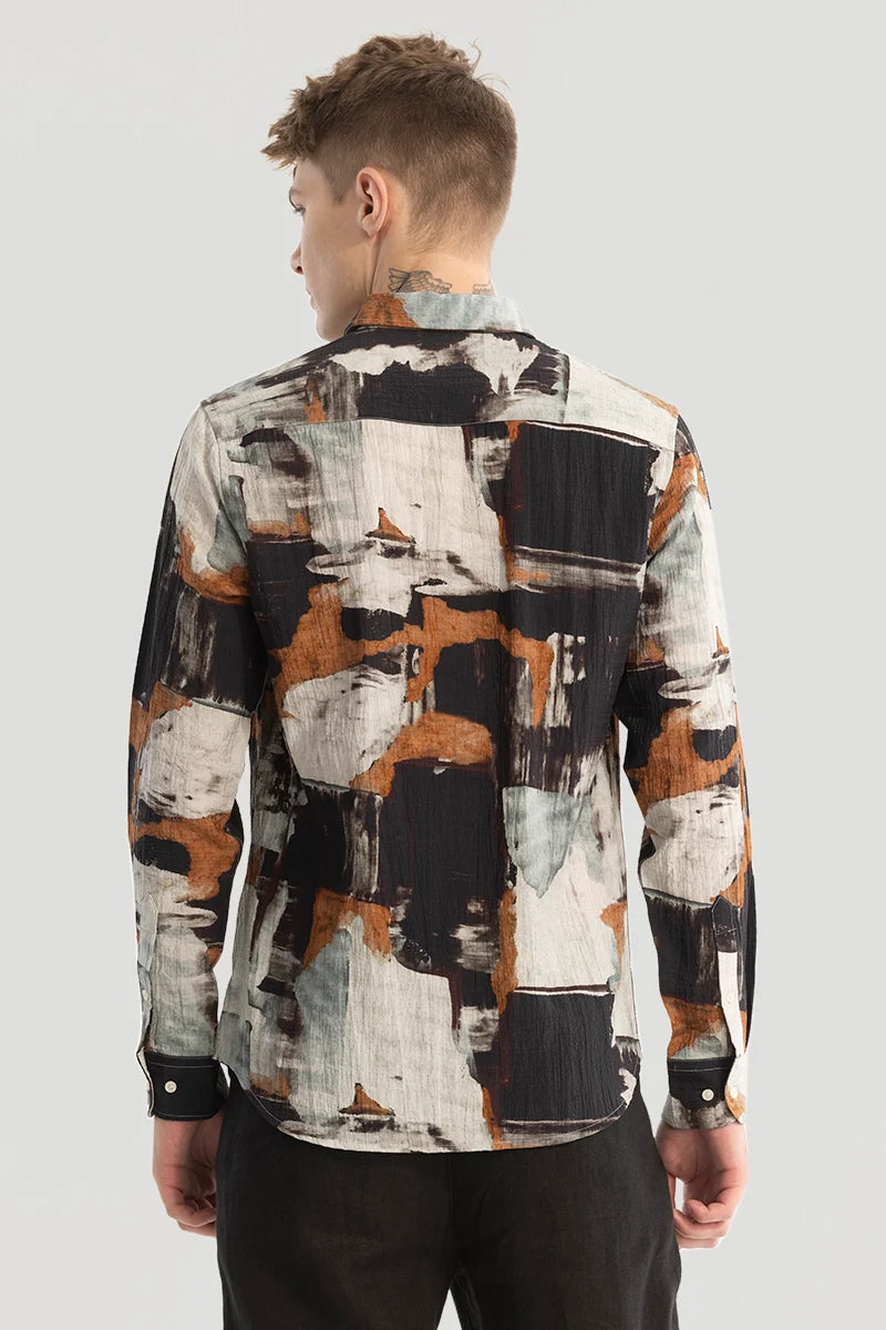 Brown Textured Abstract Shirt