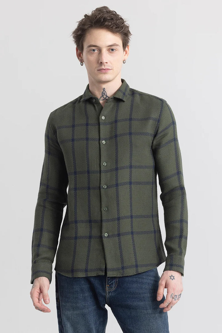 Plaidedge Olive Check Shirt