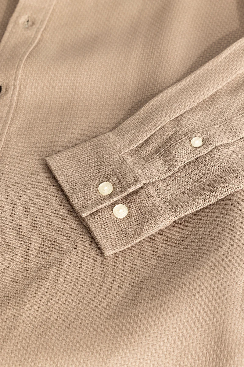 Light Brown Woven Mandarin Shirt