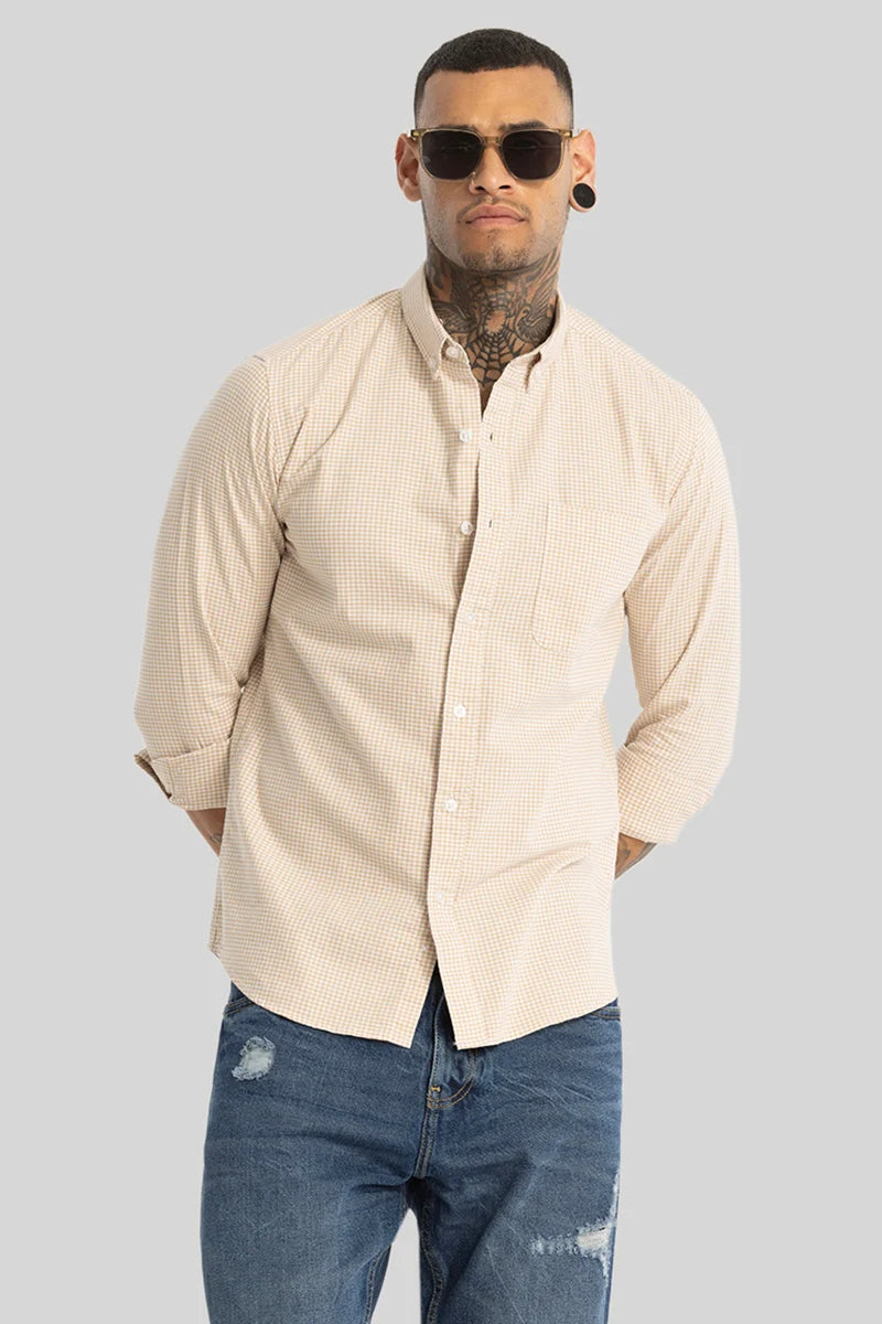 Cream Oxford Checks shirt