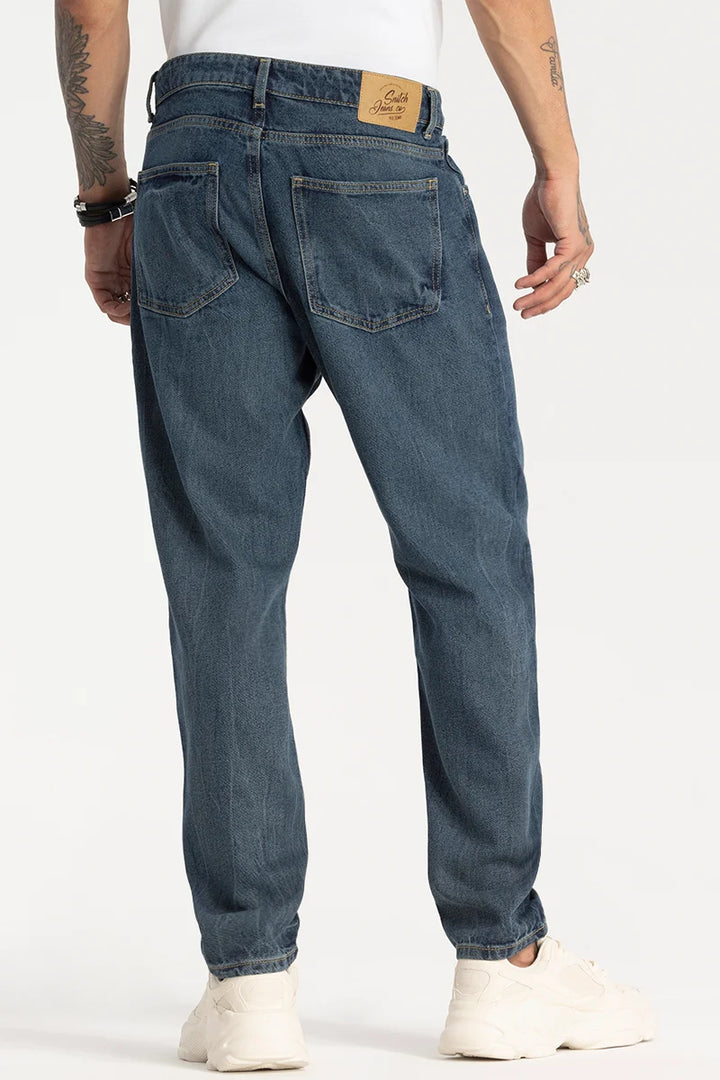 Deep Blue Plain Baggy Fit Jeans