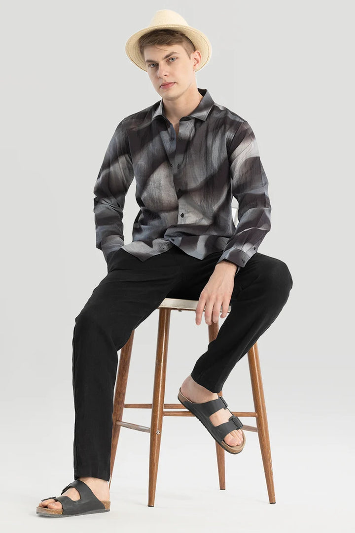 Black Textured Abstract Shirt