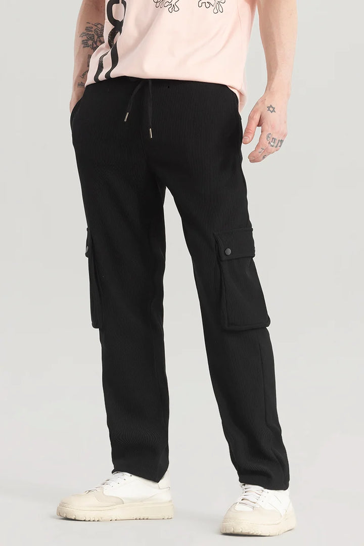 Pockethrive Black Corduroy Cargo Pant