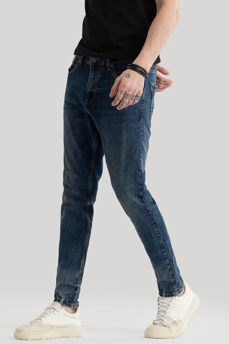 Phantom Prussian Blue Plain Skinny Fit Jeans