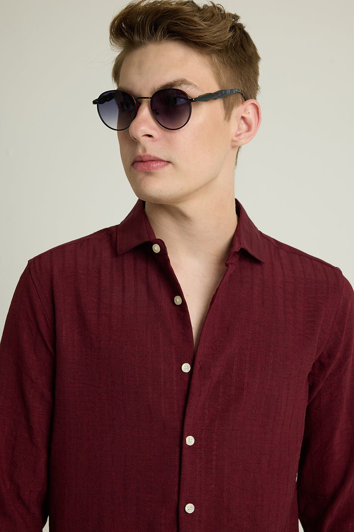 Maroon Self Stripe Shirt