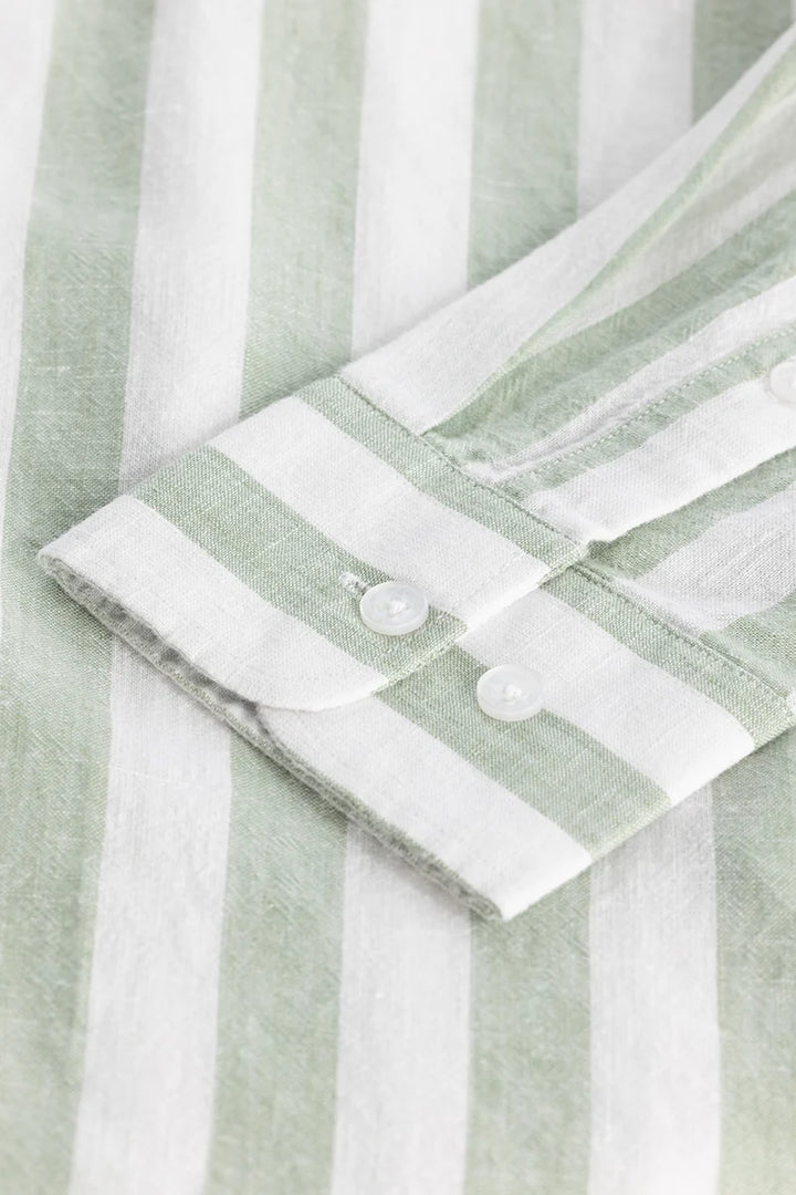 Sage Stripes Linen Blend Shirt