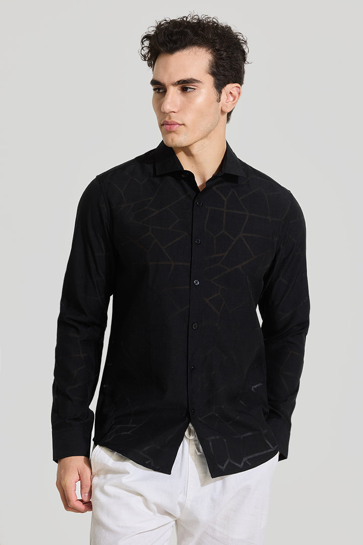 Black Self-Design Shirt