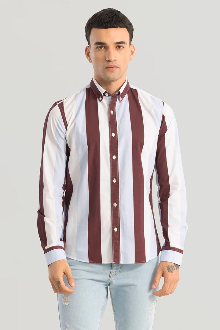 Clemence Maroon Stripes Shirts