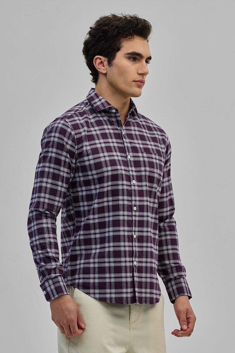 Purple Gingham Slim Fit Shirt