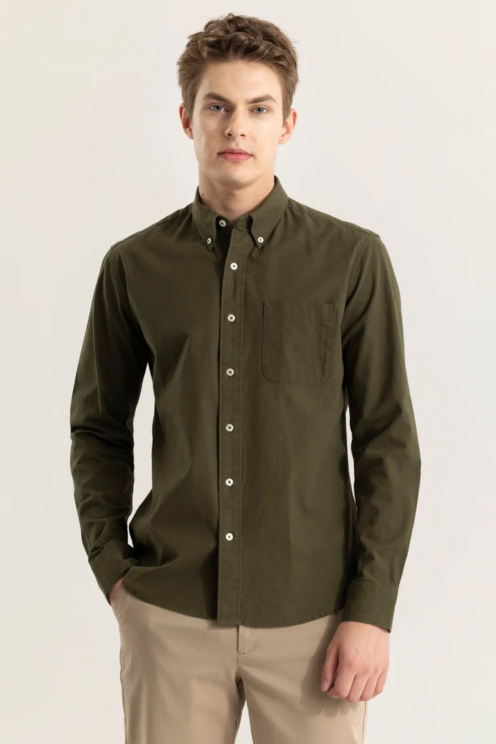 Shirtolo Plain Olive Shirt