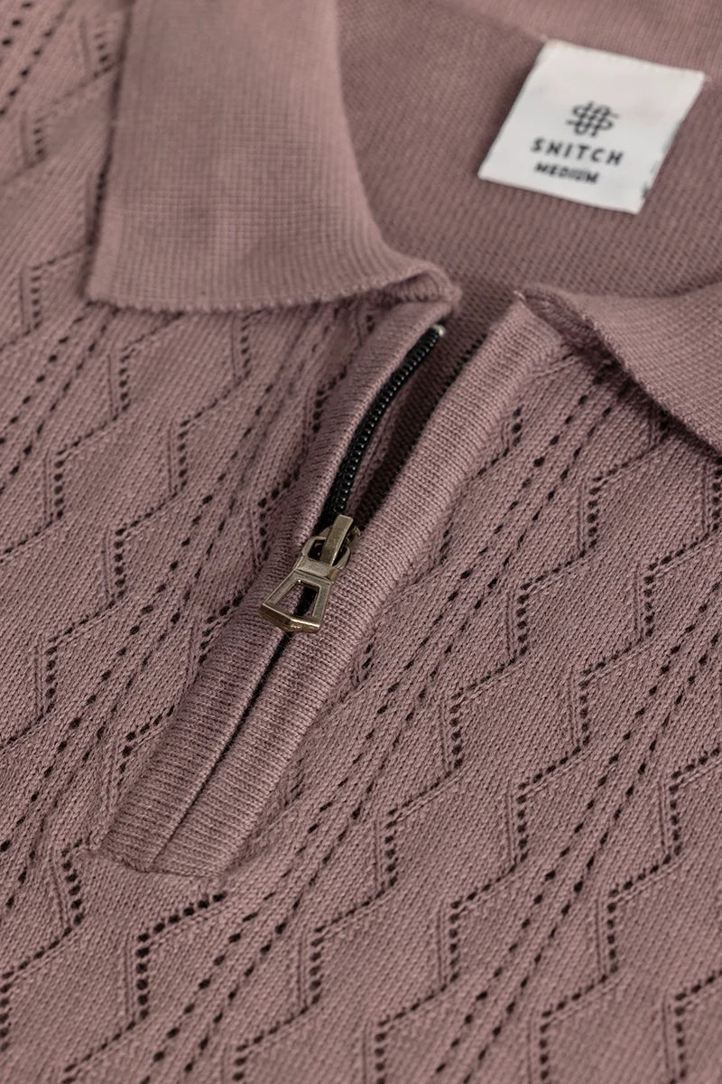 Ascent Mauve Knitted Polo T-Shirt