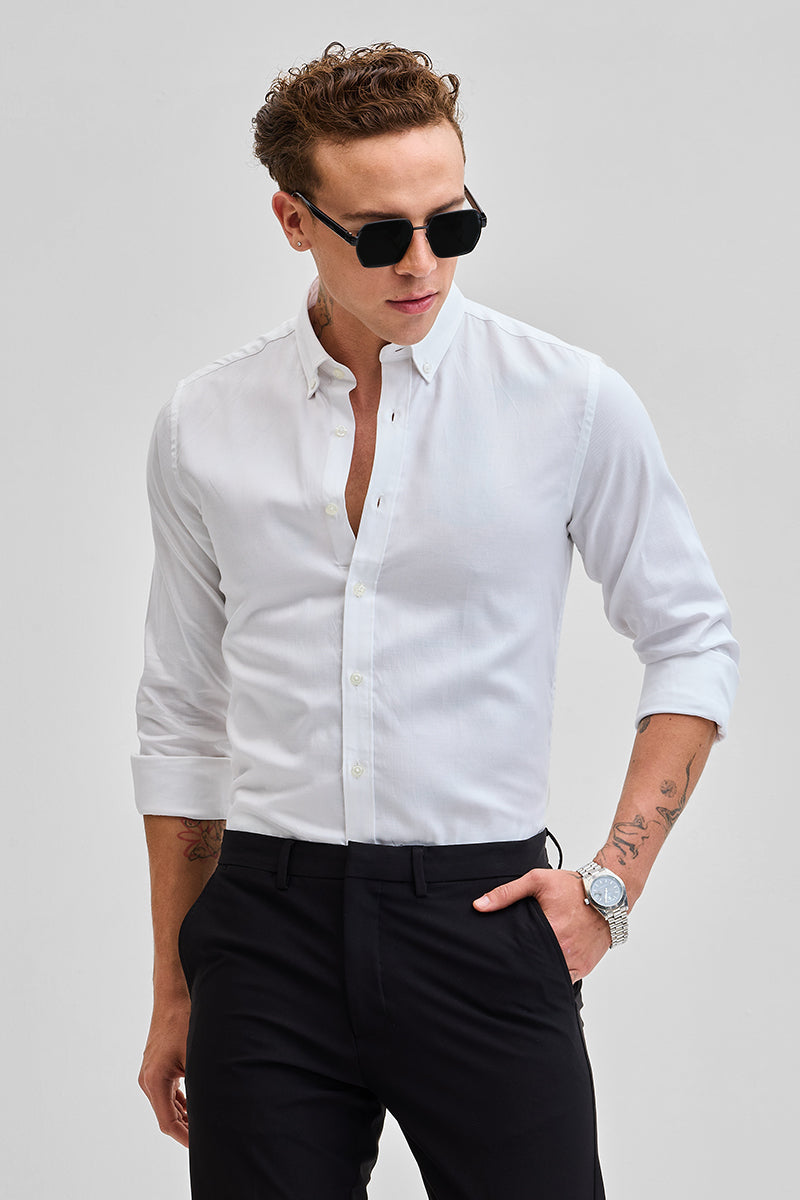 White Solid Twill Shirt