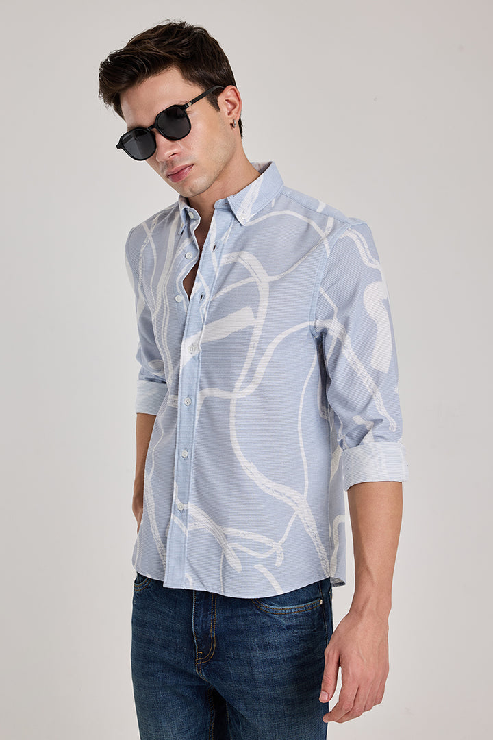 Light Blue Textured Abstract Shirt