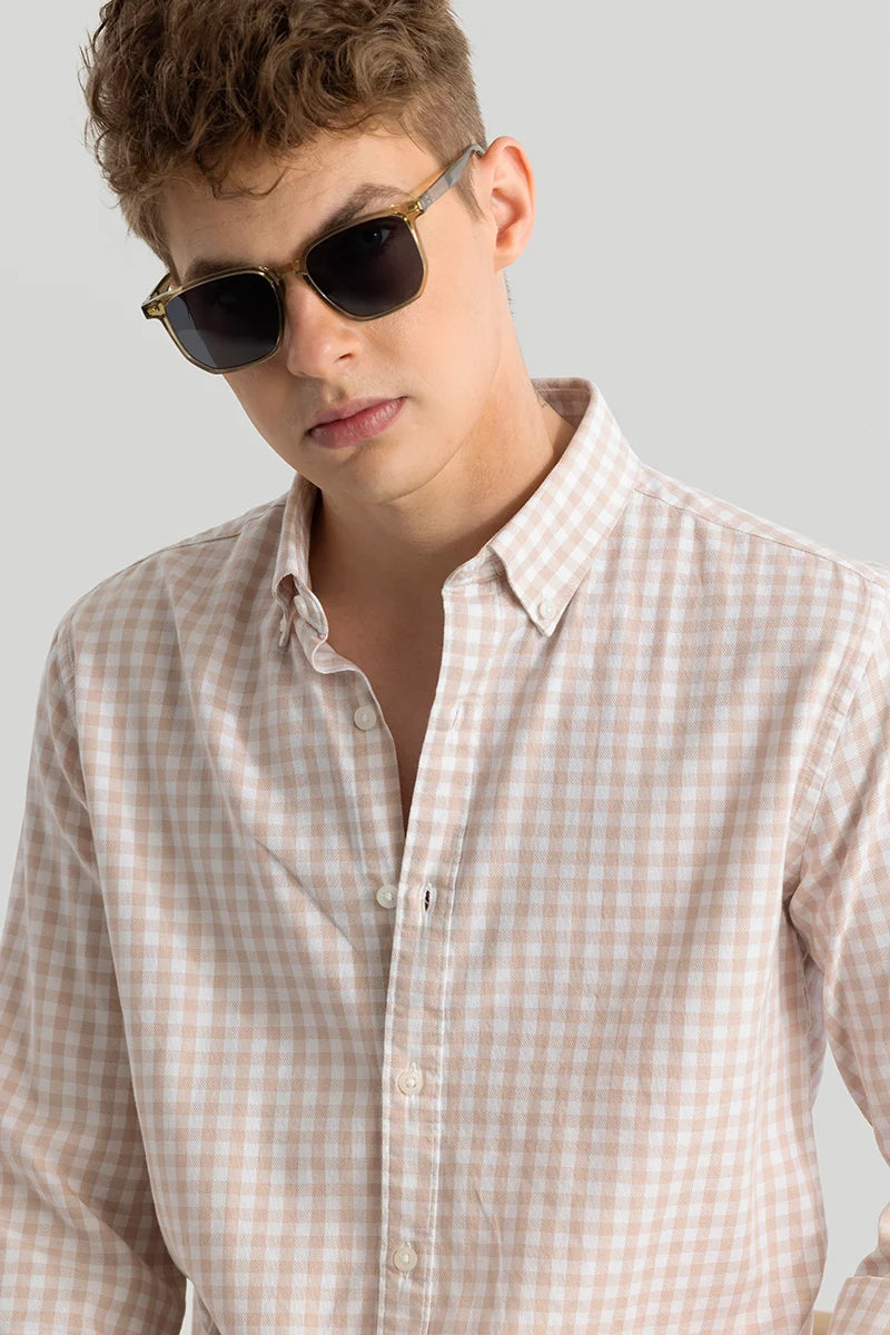 Ingvar Light Brown Checks Shirts