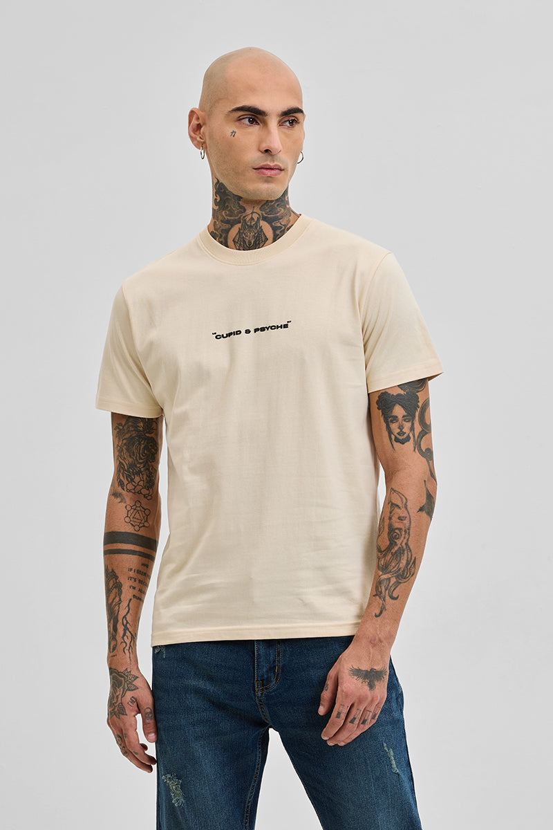 Triumph Beige Printed Slim Fit T-Shirt