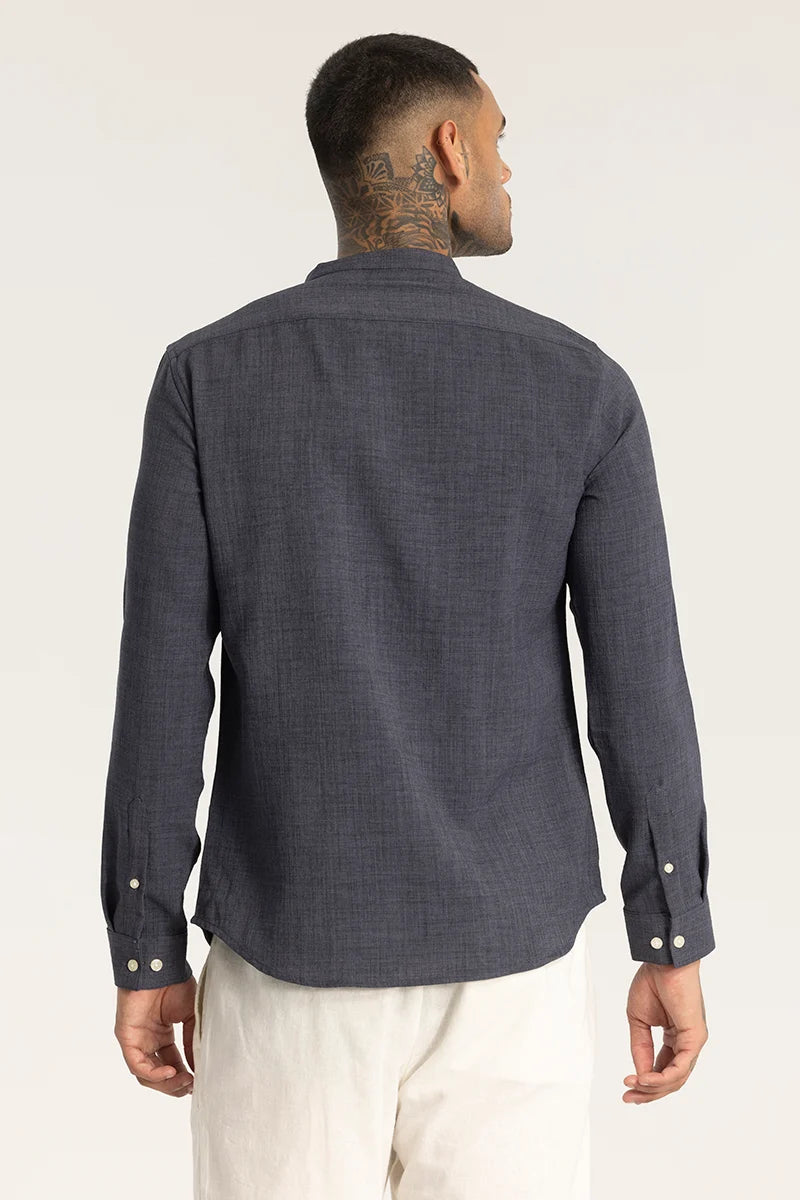 Grey Mandarin Linen Shirt