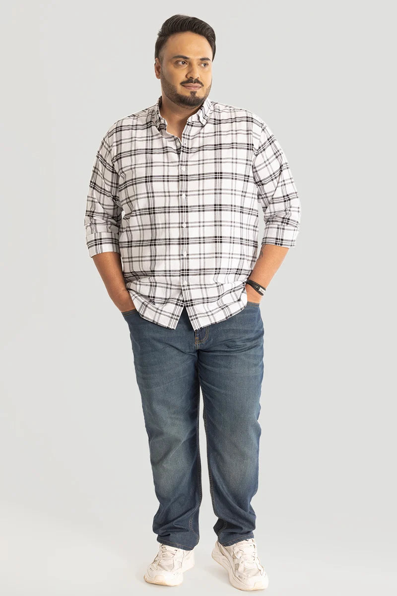 White Oxford Checks Plus Size Shirt