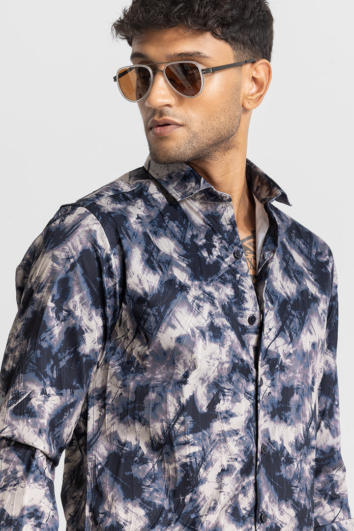 Navy Textured Abstract Shirt