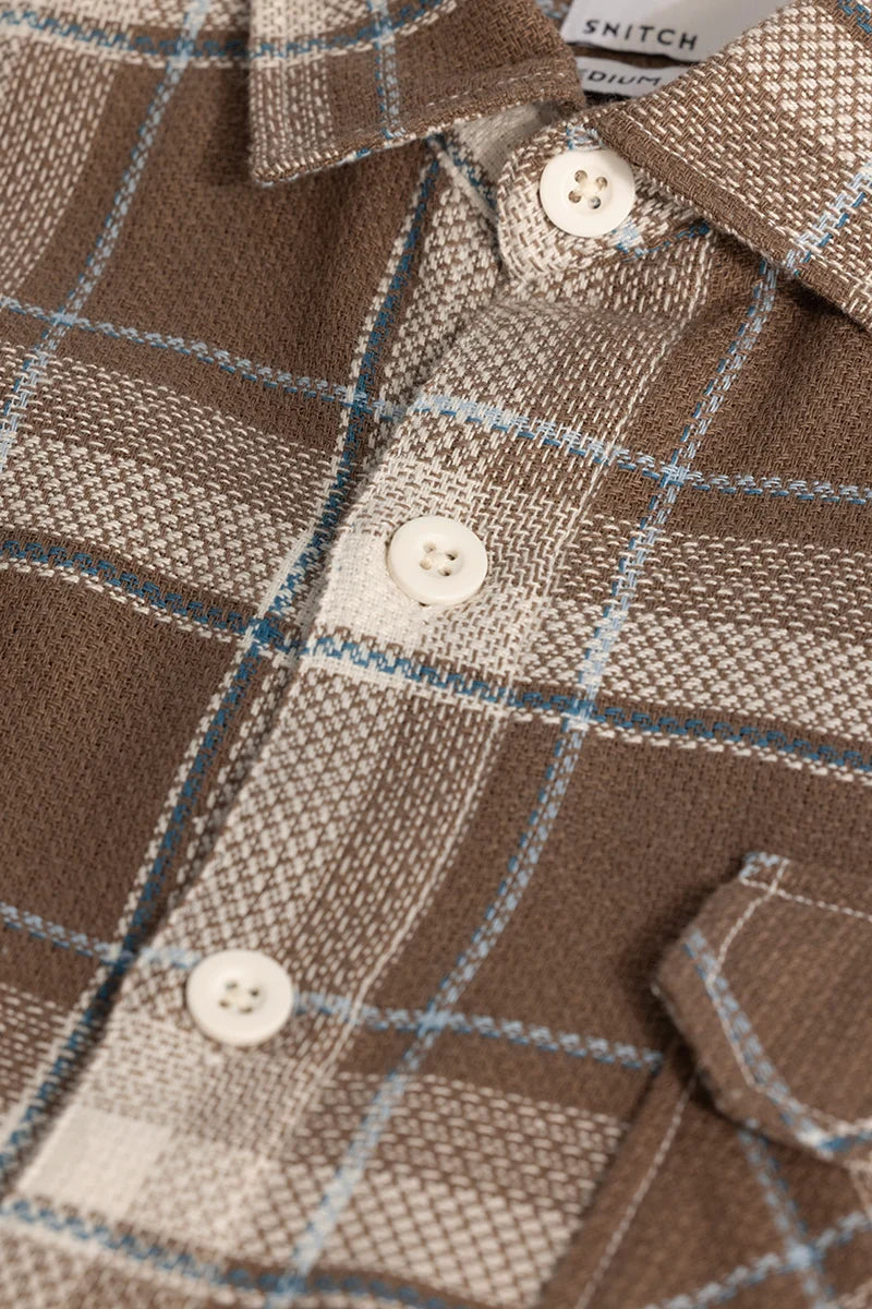 Brown Double Pocket Checks Shirt