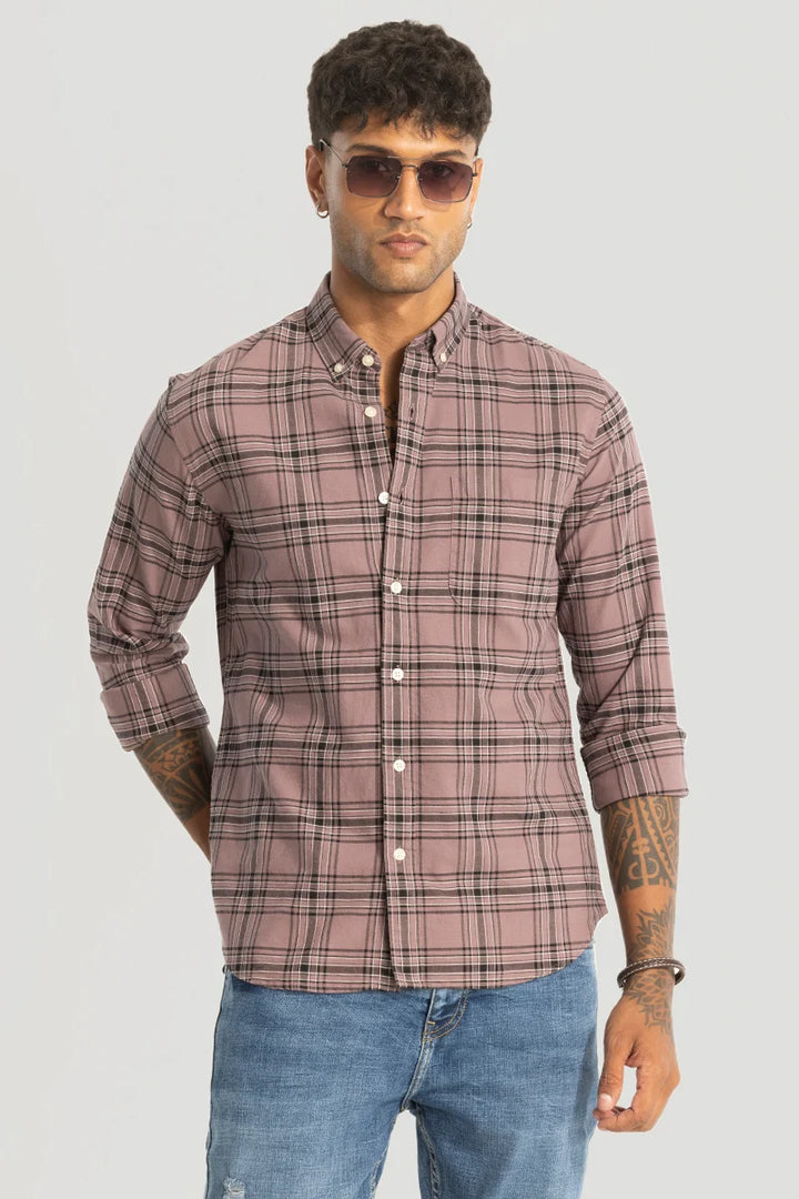 Mauve Checks Oxford Shirt