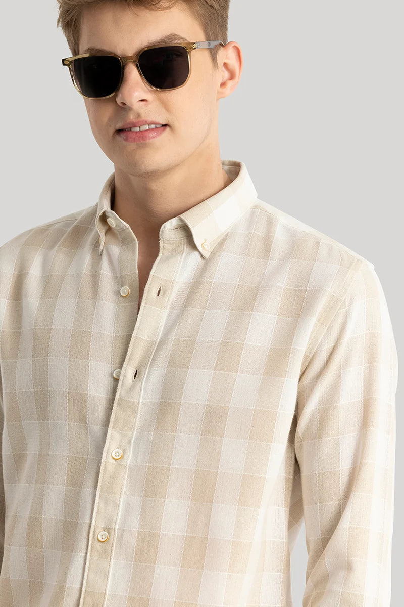 Zoe Nude Linen Checks Shirts