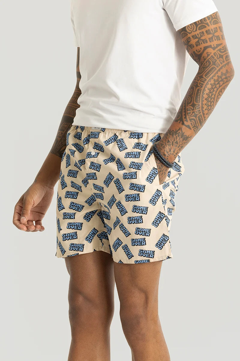 Game Over Cream Printed Boxers