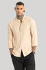 Beige Crushed Mandarin Collar Shirt