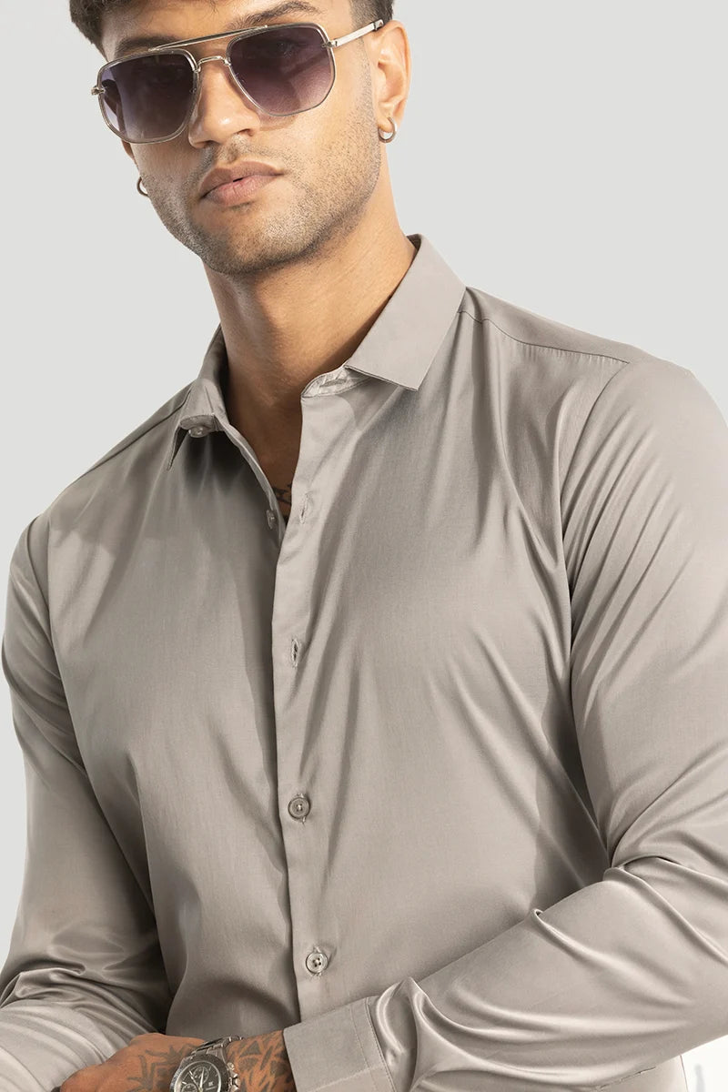 Grey Slim Fit Stretch Shirt