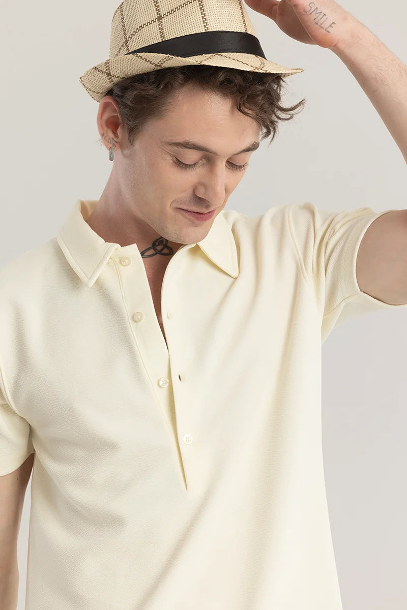 Poloshique Cream Plain Polo T-Shirt