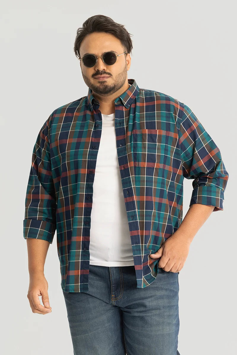 Adriano Blue Checks Plus Size Shirt