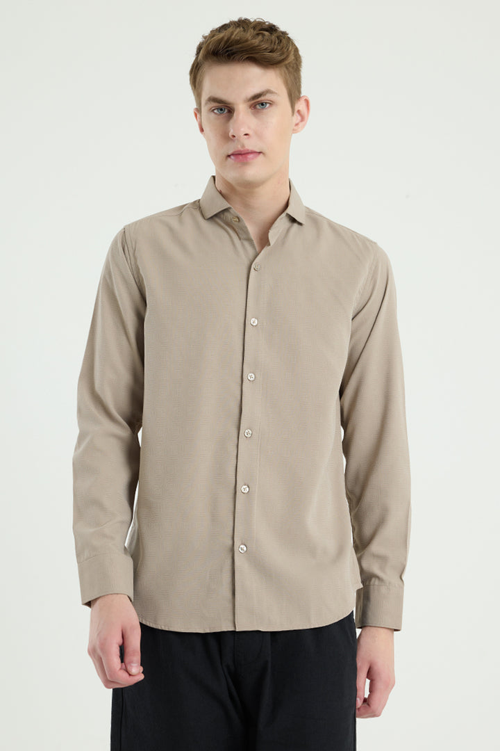 Beige French Collar Shirt