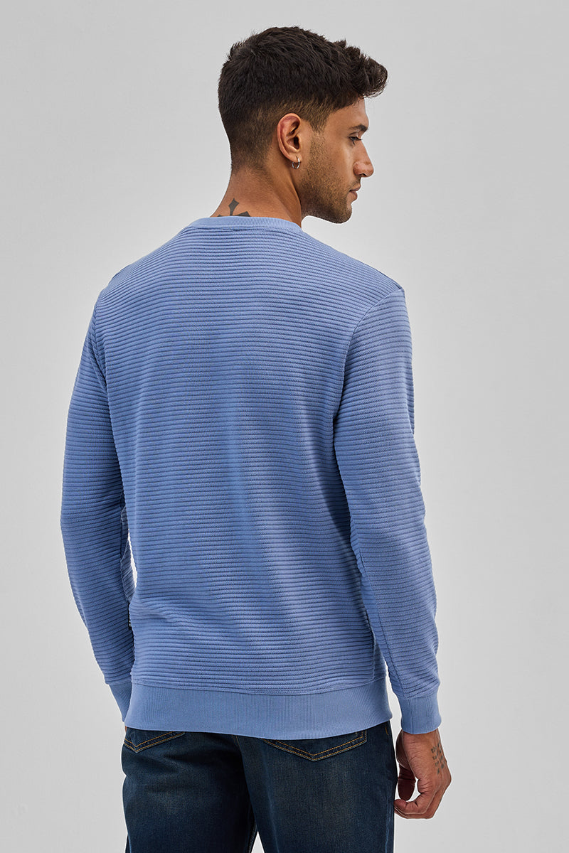 Blue Textured Sweatshirt