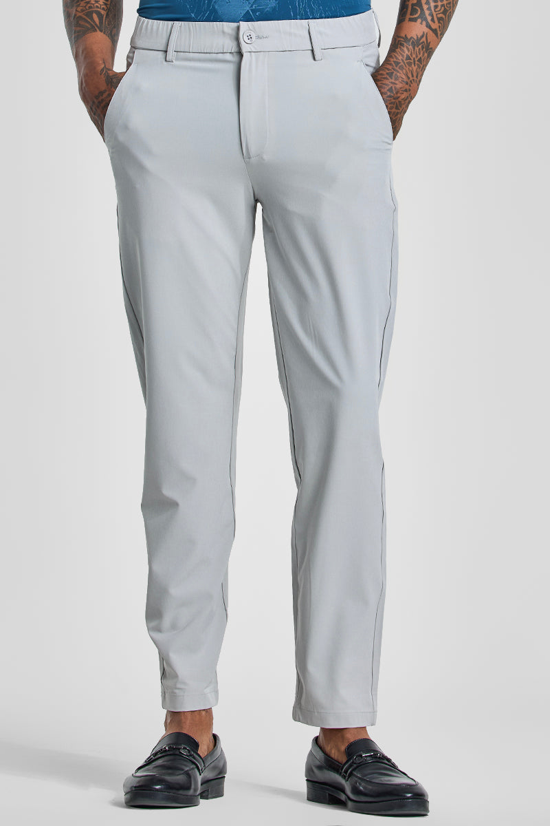 Light Grey Slim Fit Stretch Chinos