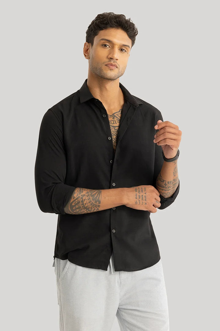 Anselmo Black Self-Design Shirt