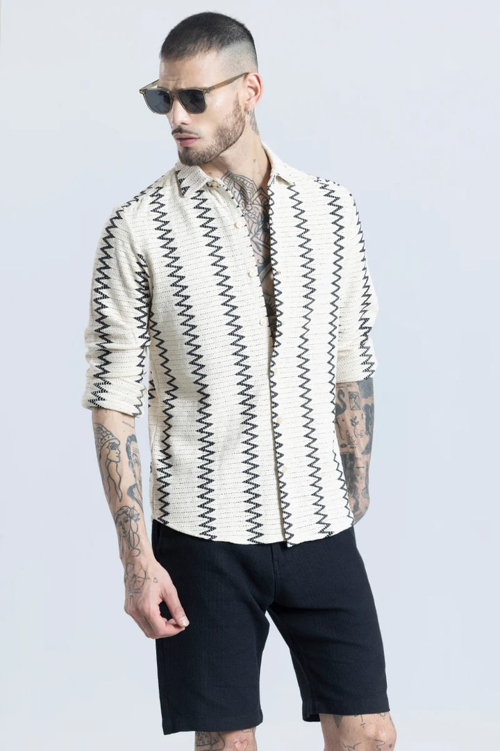 Zigwi White Crochet Shirt