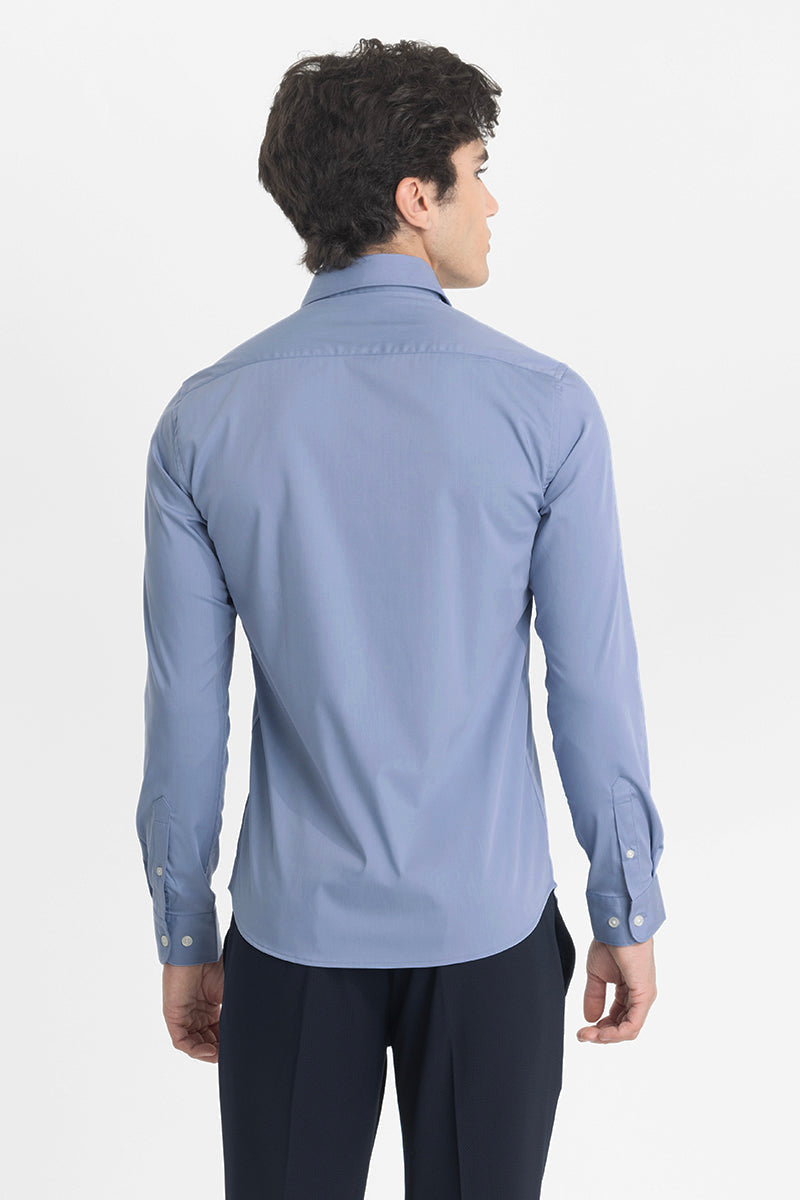 Blue Slim Fit Stretch Shirt