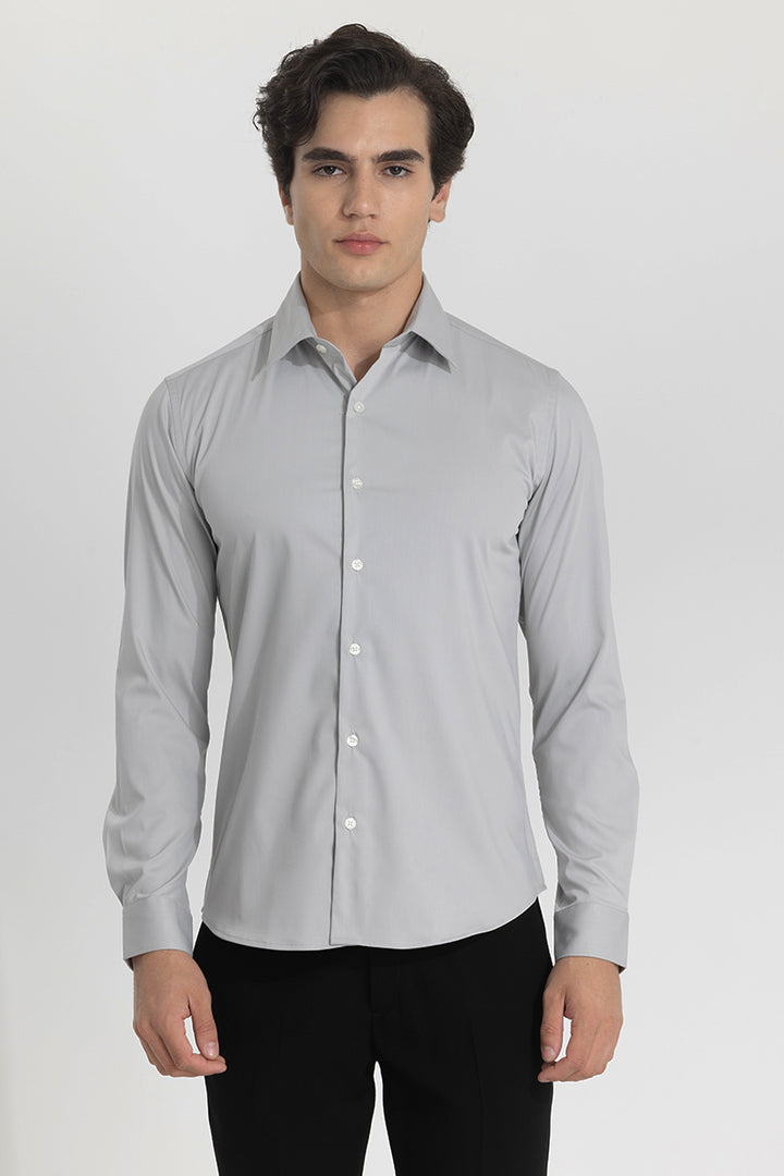 Grey Slim Fit Stretch Shirt