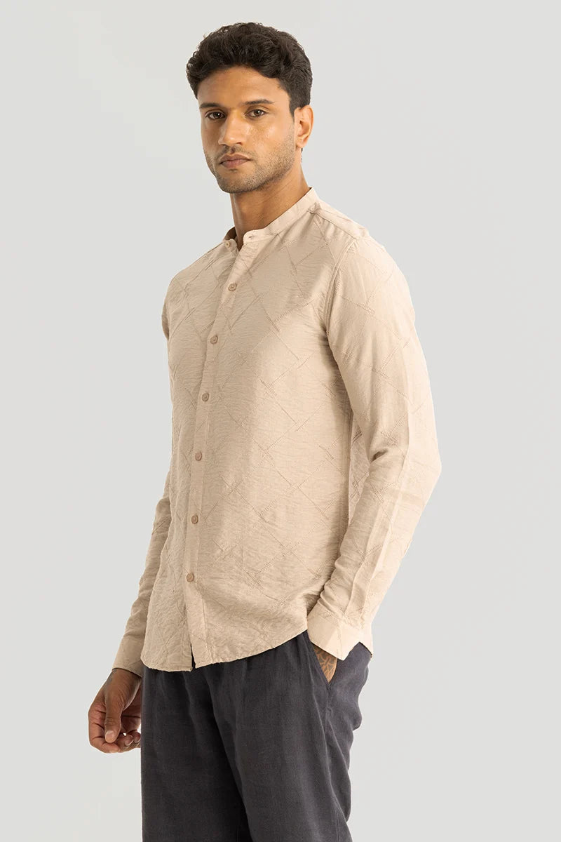 Giovanni Beige Embroidered Shirt