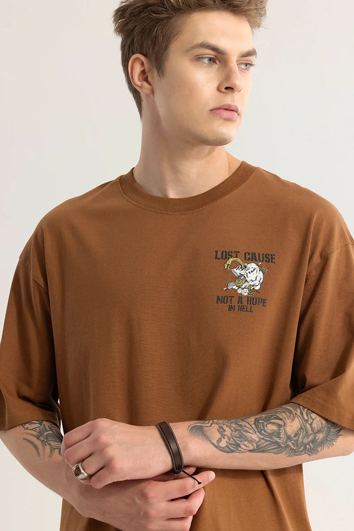 InfernoVisage Brown Oversized T-Shirt