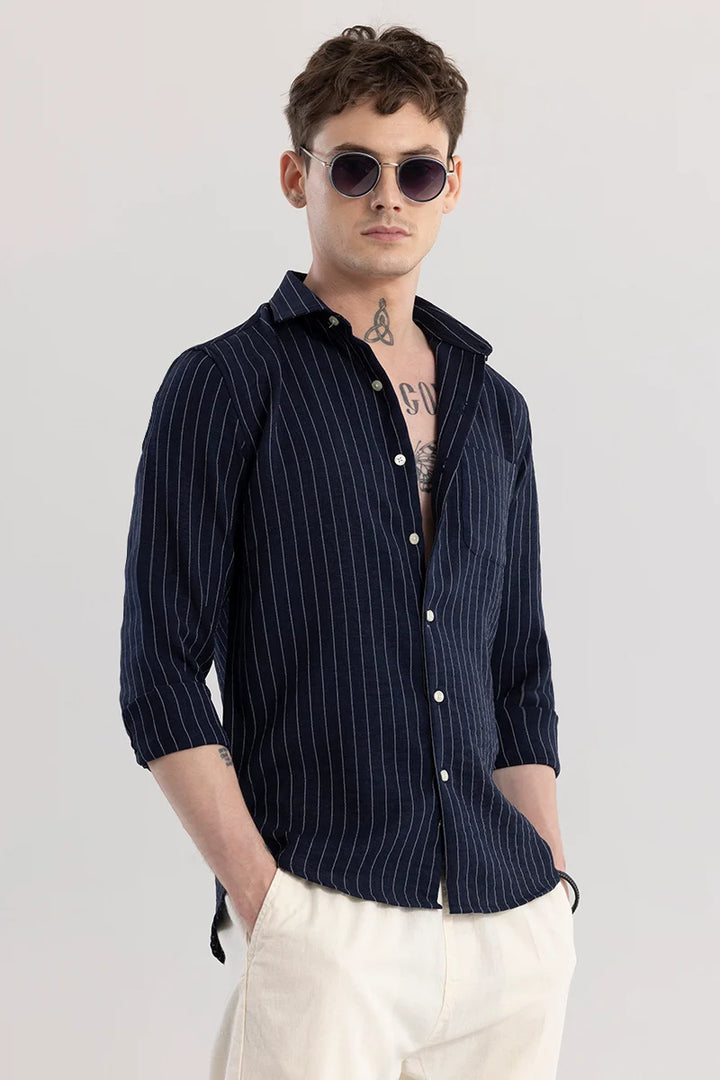 Linen Line Navy Stripe Shirt