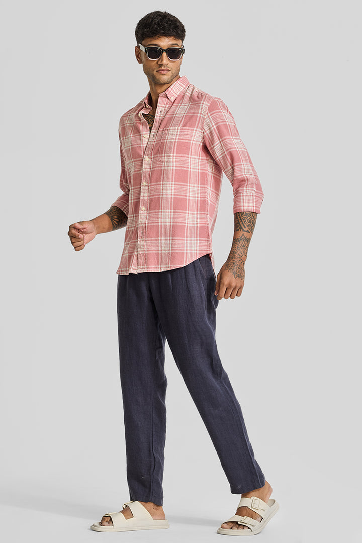 Red Checks Linen Shirt