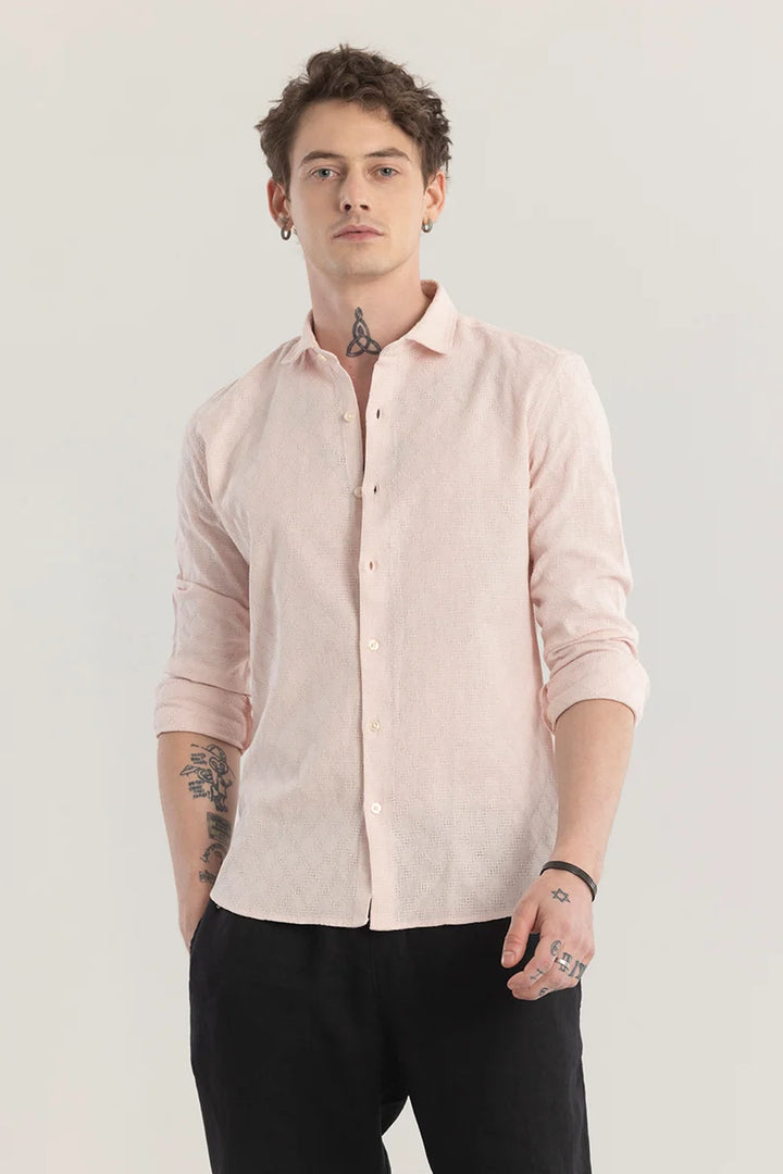 Quiltrend Pink Self Design Shirt