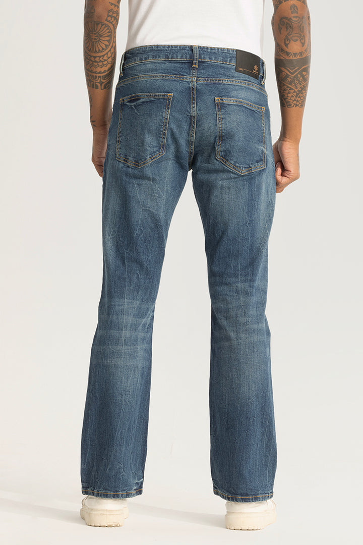 Dark Blue Plain Bootcut Jeans