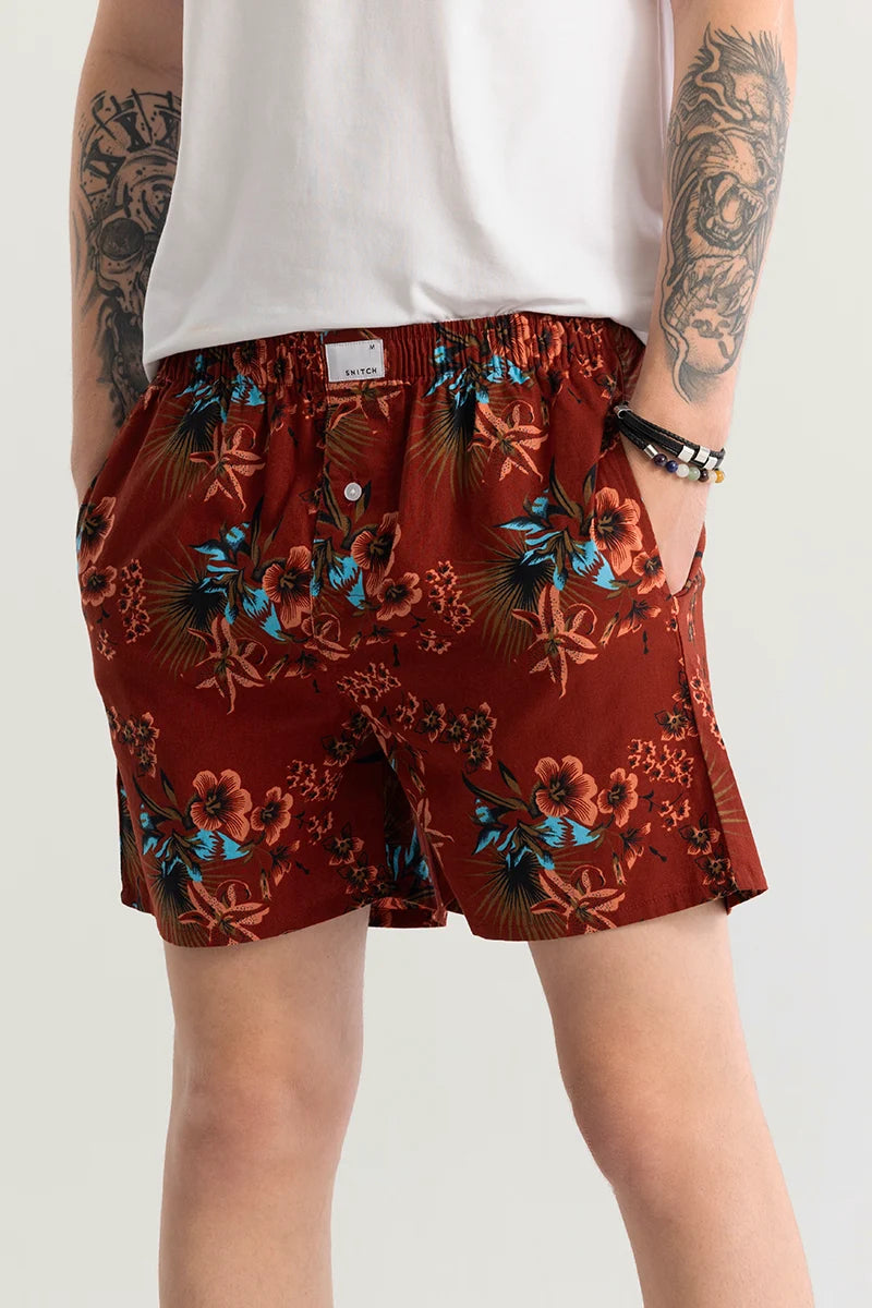 Eivind Floral Rustic Red Boxer